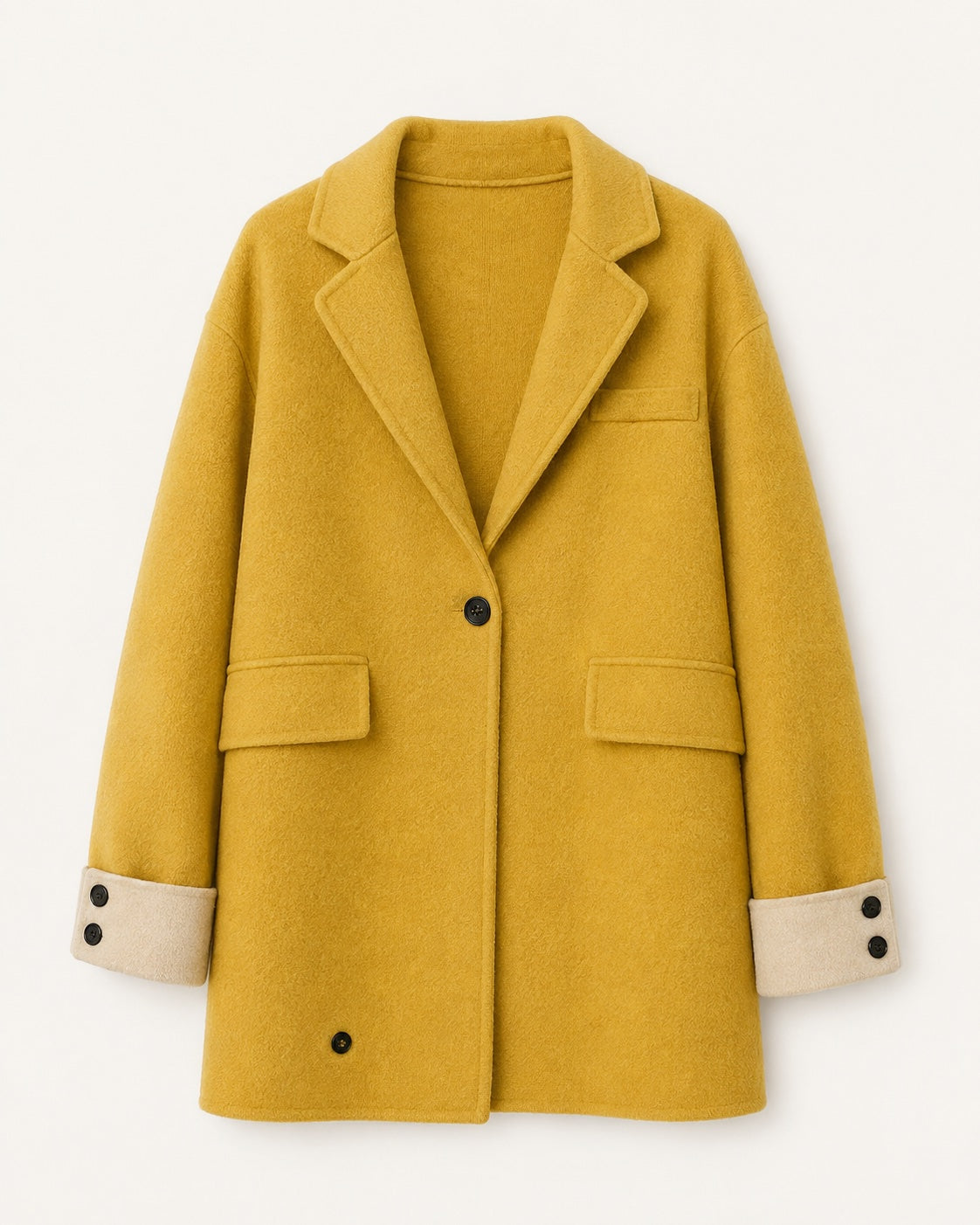 💛 Chaqueta Tipo Abrigo Amarillo Mostaza – Talla L aprox.