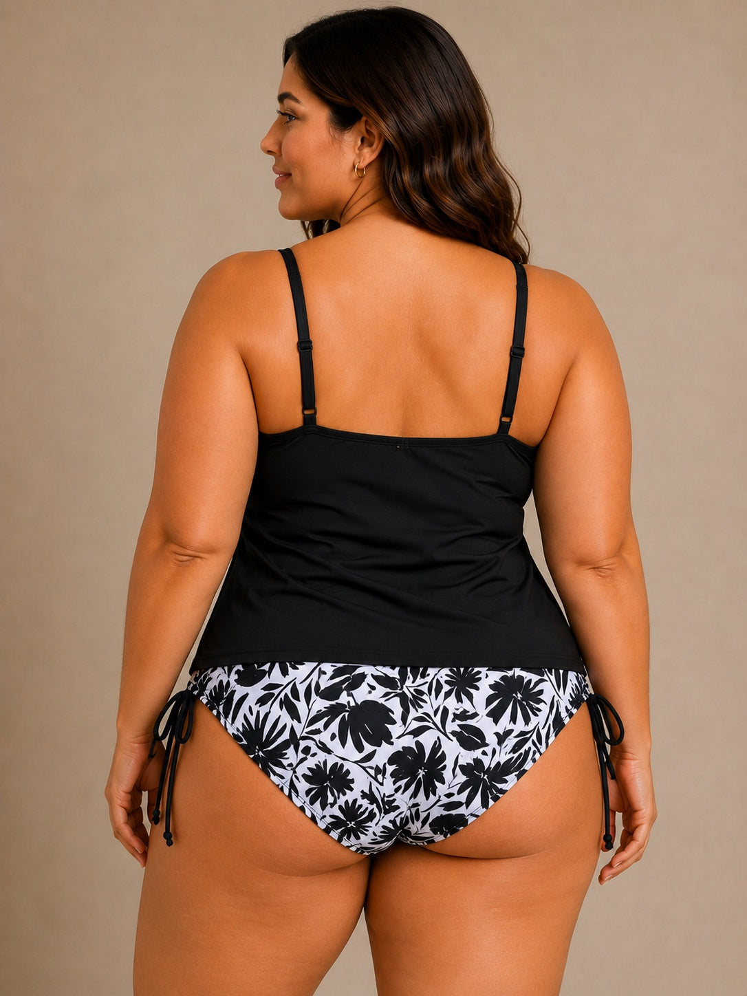 Traje de Baño Dos Piezas Negro y Estampado – Talla L