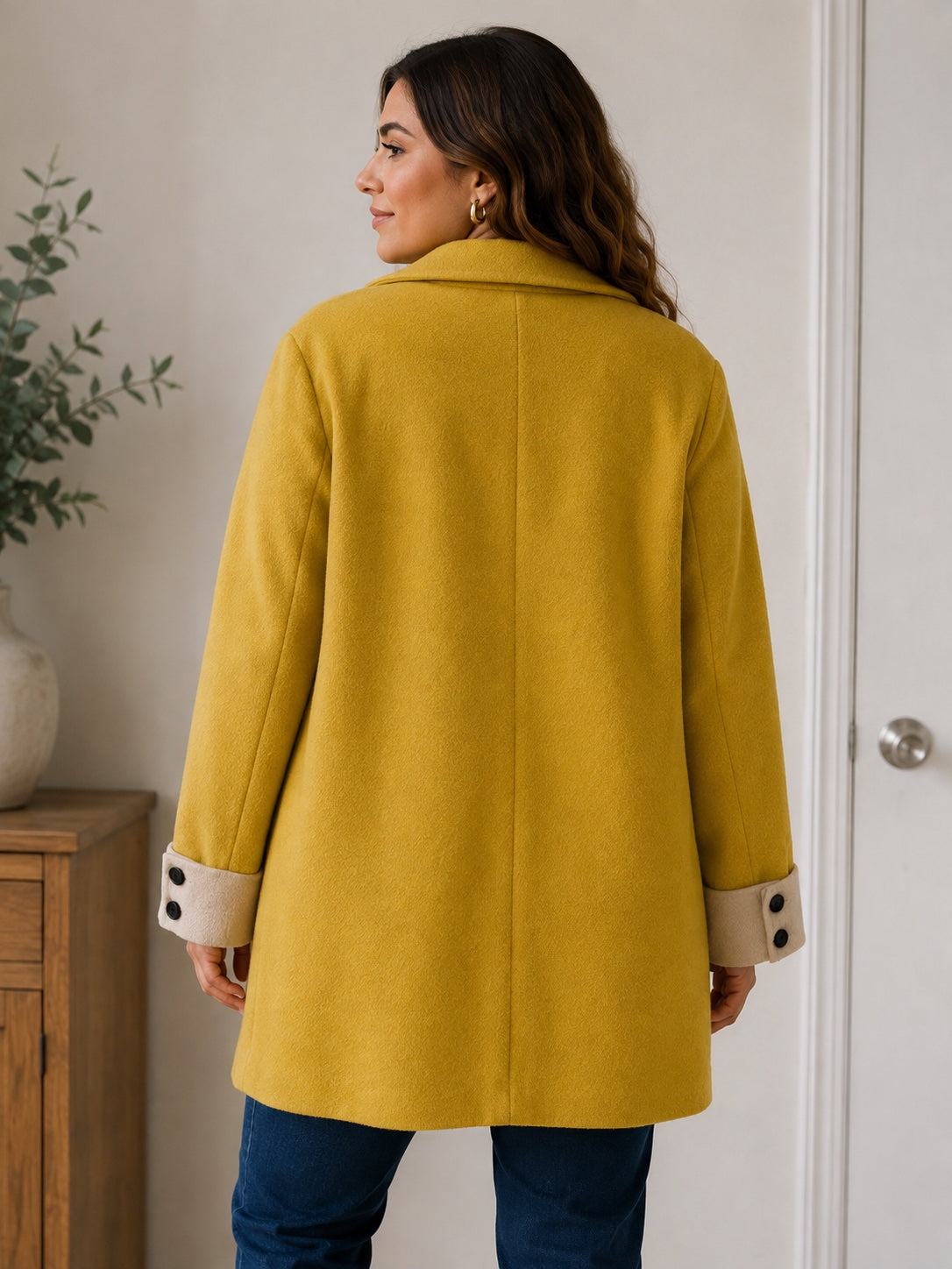 💛 Chaqueta Tipo Abrigo Amarillo Mostaza – Talla L aprox.