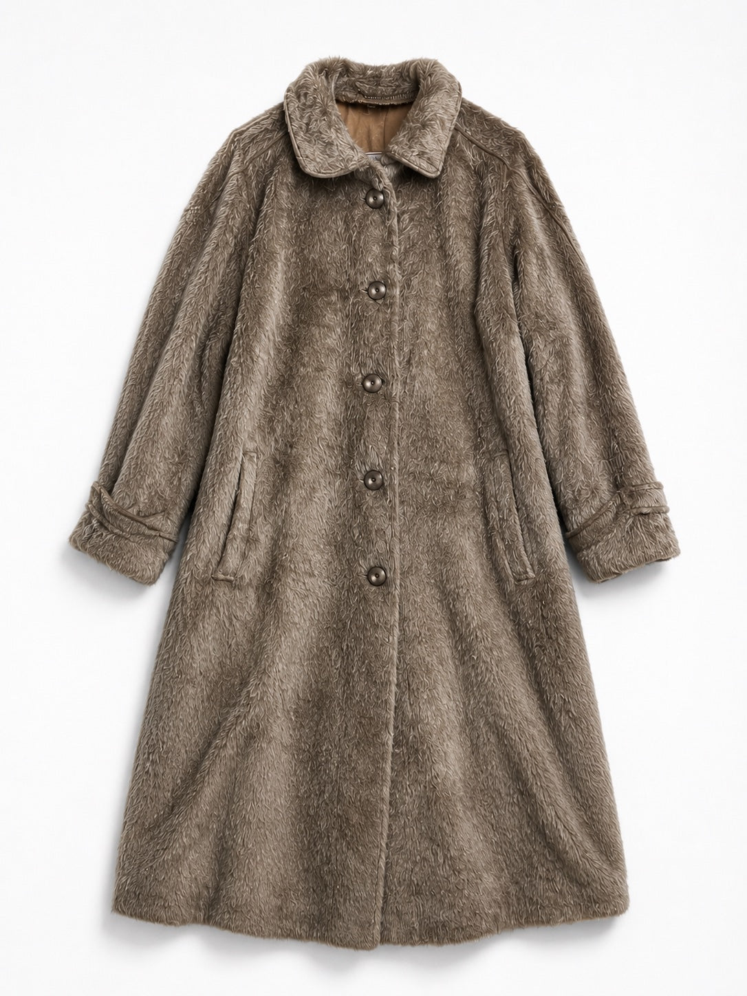 🤎 Abrigo de Peluche Café Taupe – Talla 42