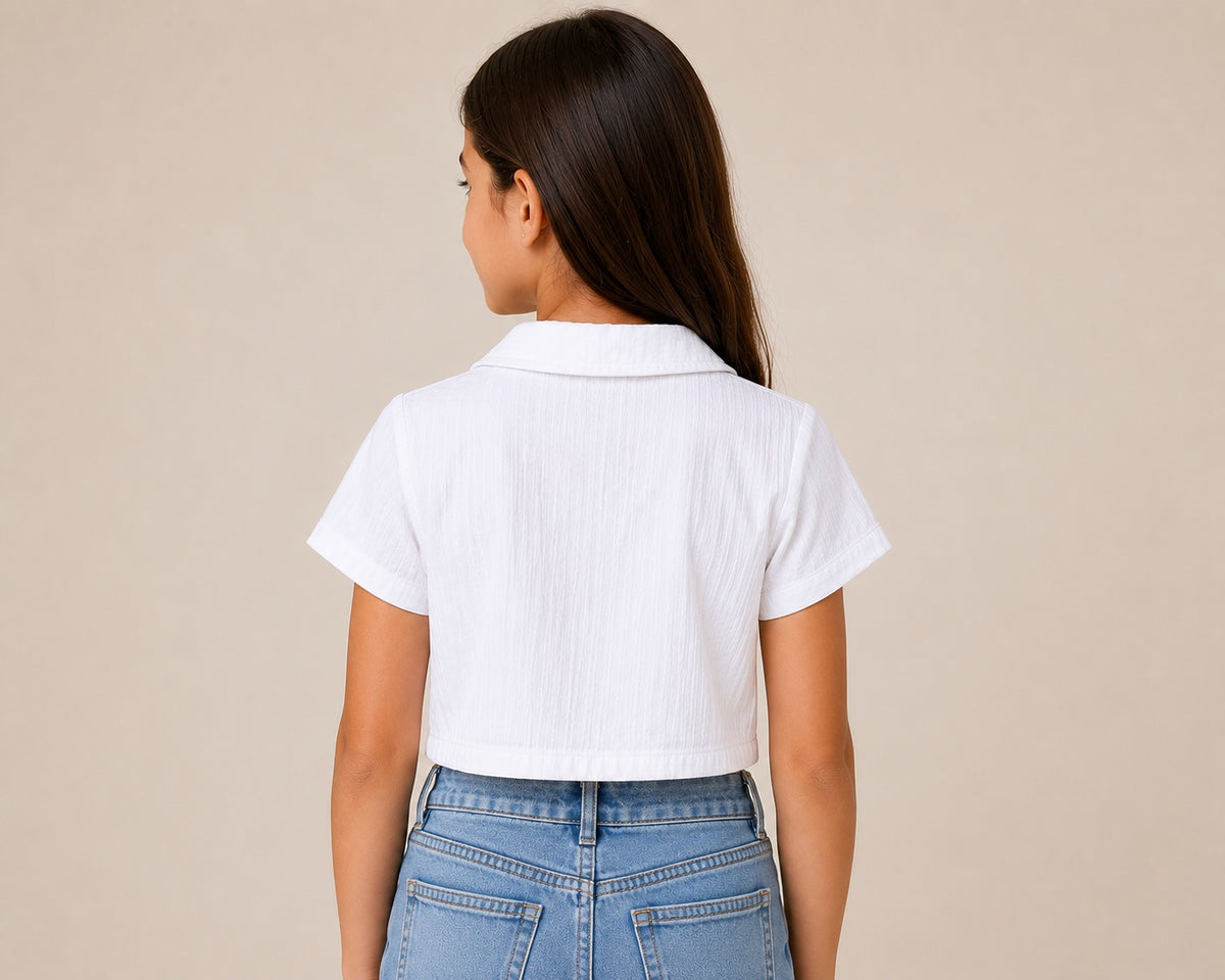 🤍 Blusa Croptop Niña – Talla 10