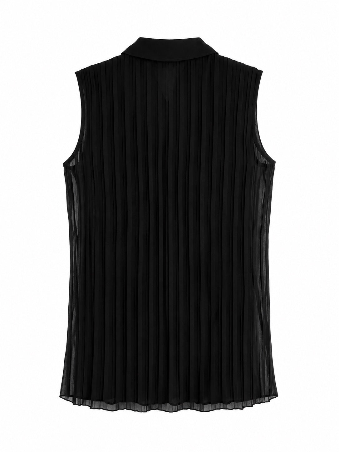Blusa Negra Plisada Semitransparente