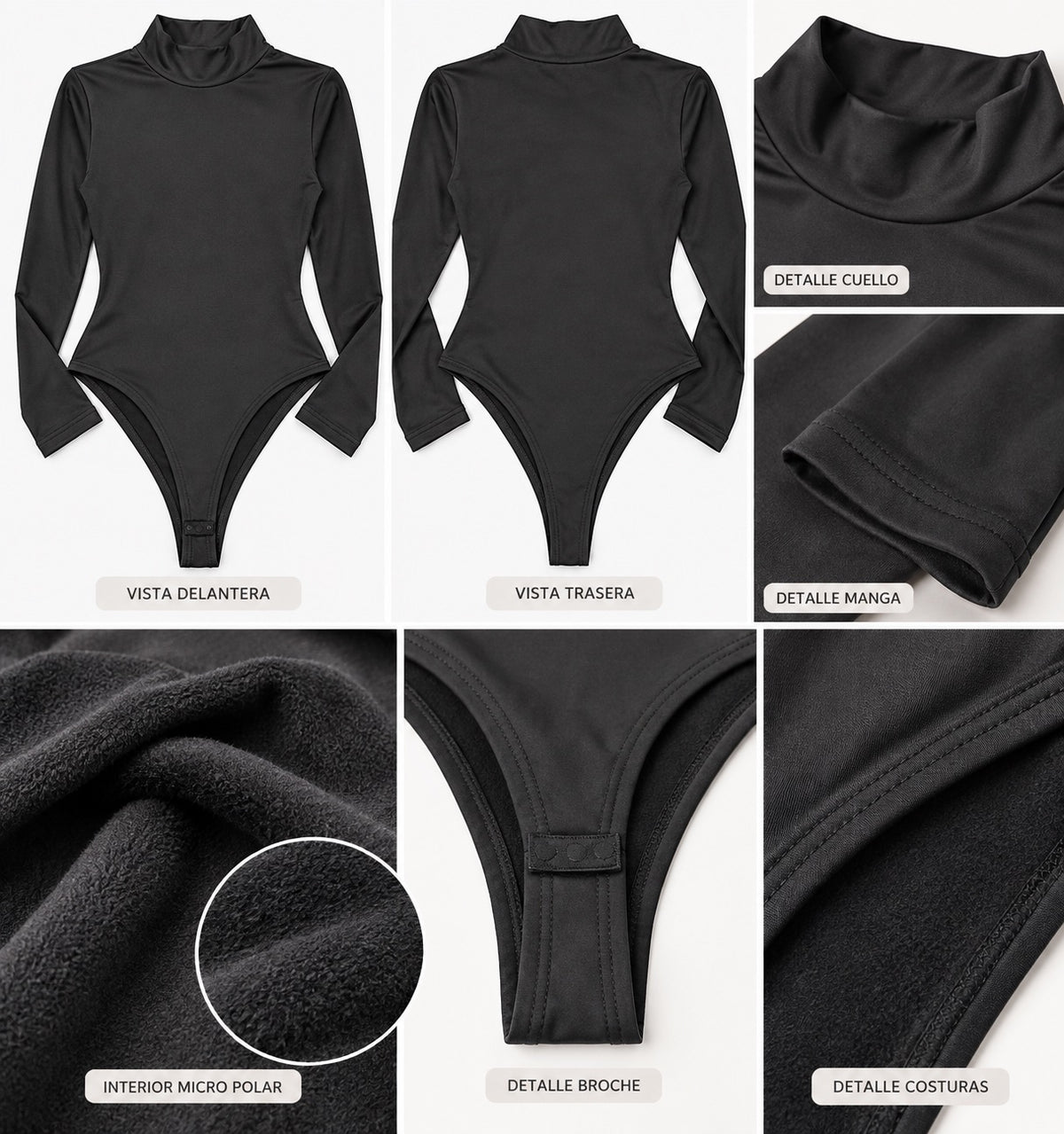 🖤 Body Negro Manga Larga