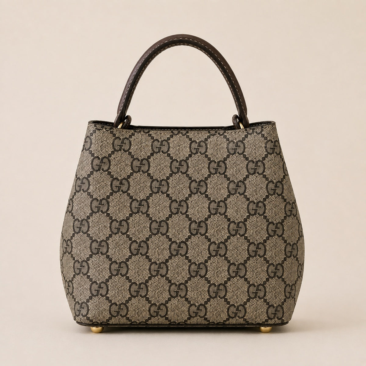 Bolso de Mano Gris Estampado Monograma