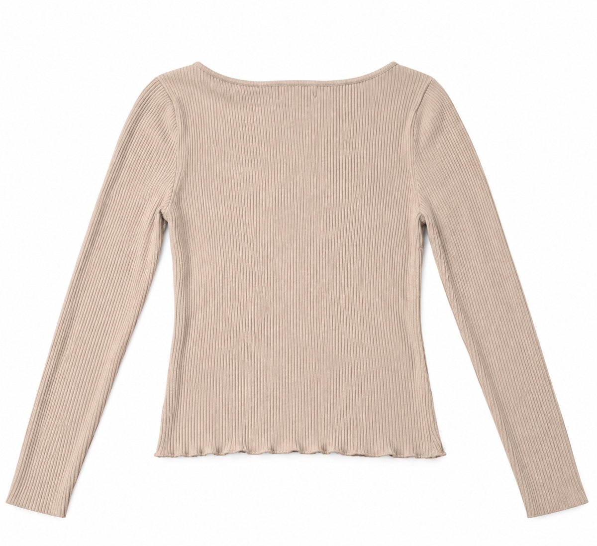 🤎 Top tejido canalé beige manga larga