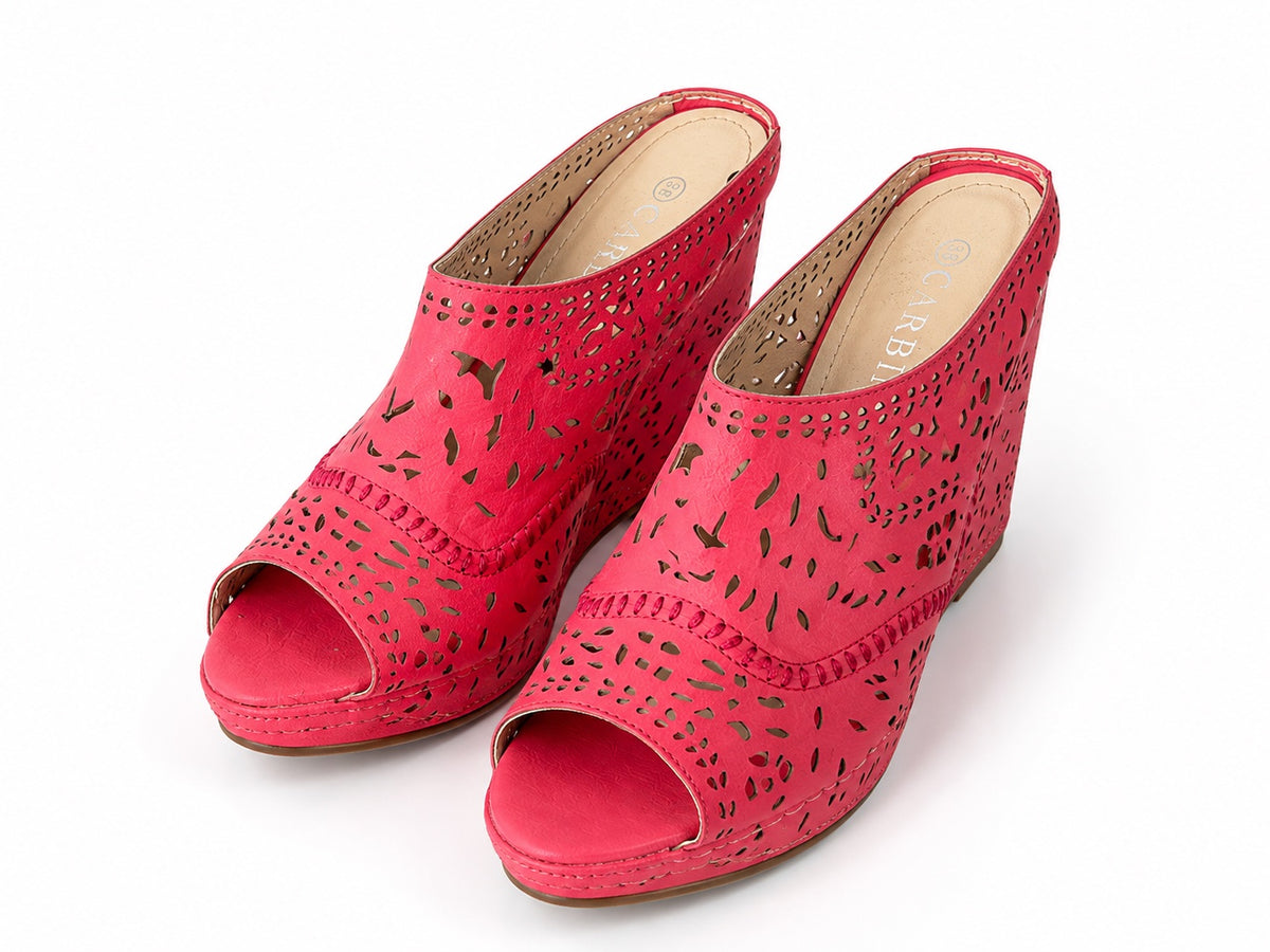👡 Chalas fucsias caladas con plataforma