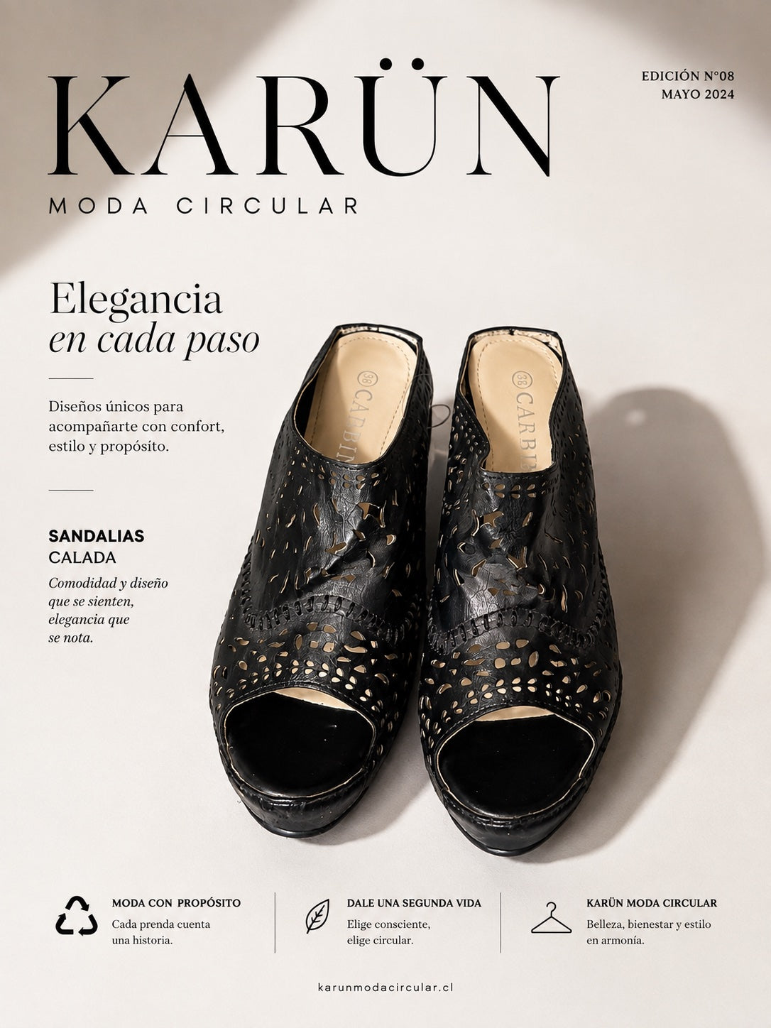 🖤 Sandalias negras caladas con plataforma – Talla 38