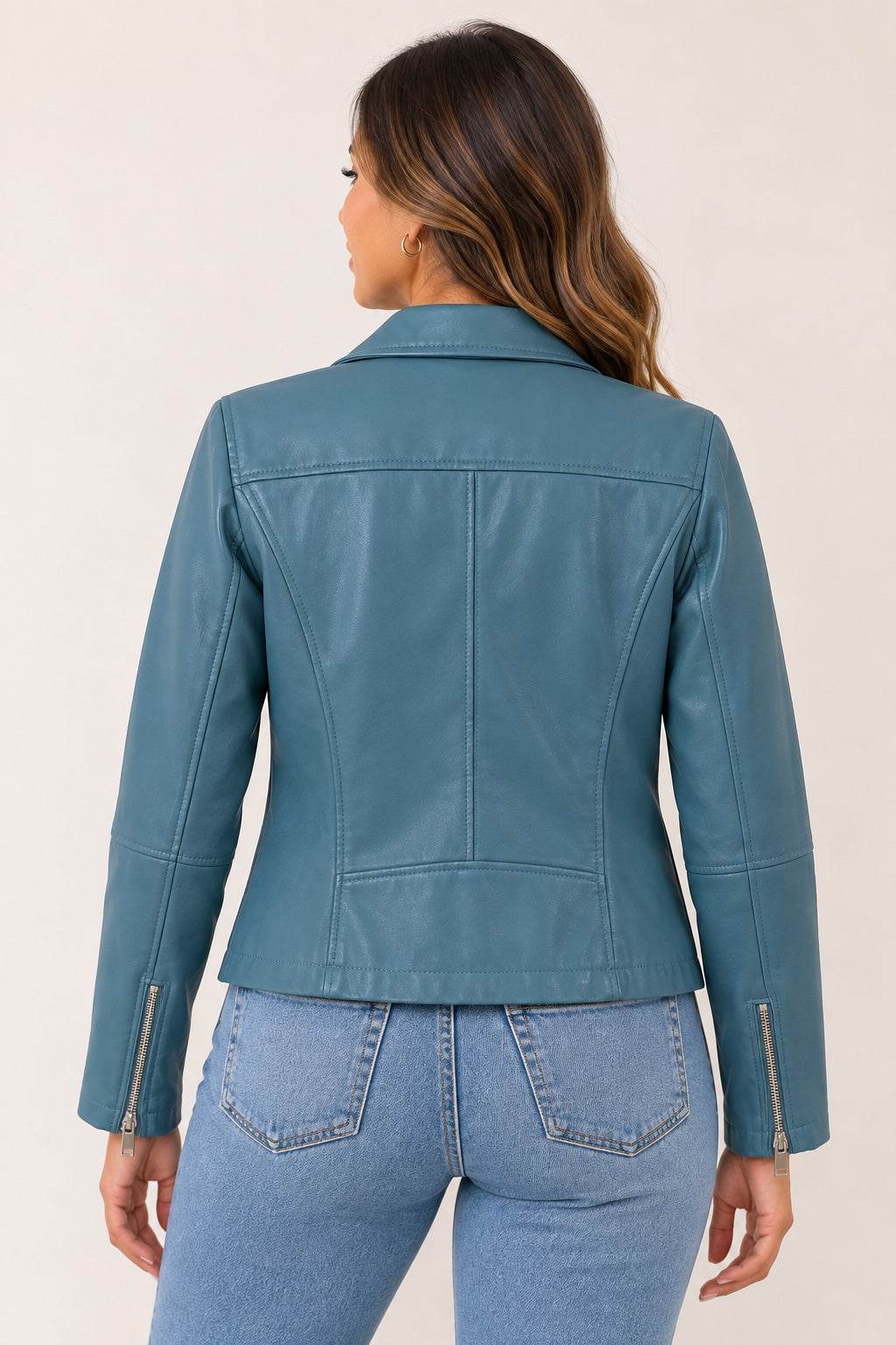 Chaqueta biker de ecocuero celeste – BASEMENT | Talla M