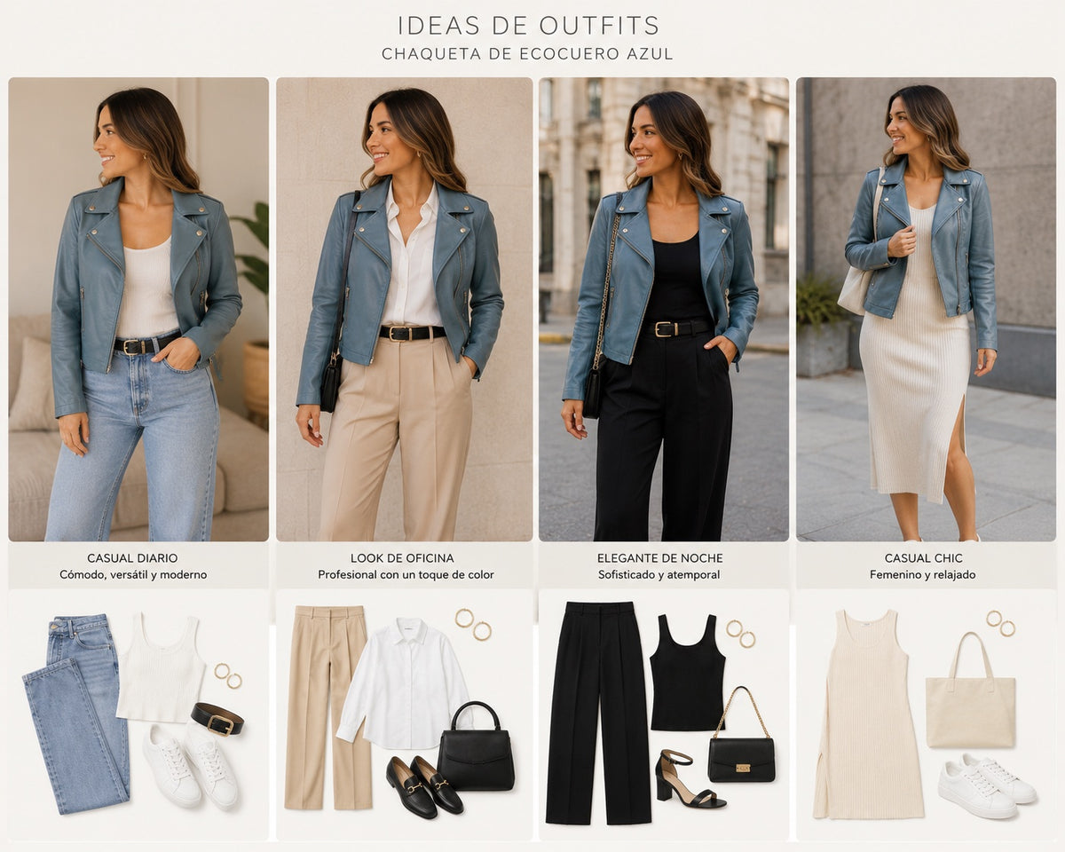 Chaqueta biker de ecocuero celeste – BASEMENT | Talla M