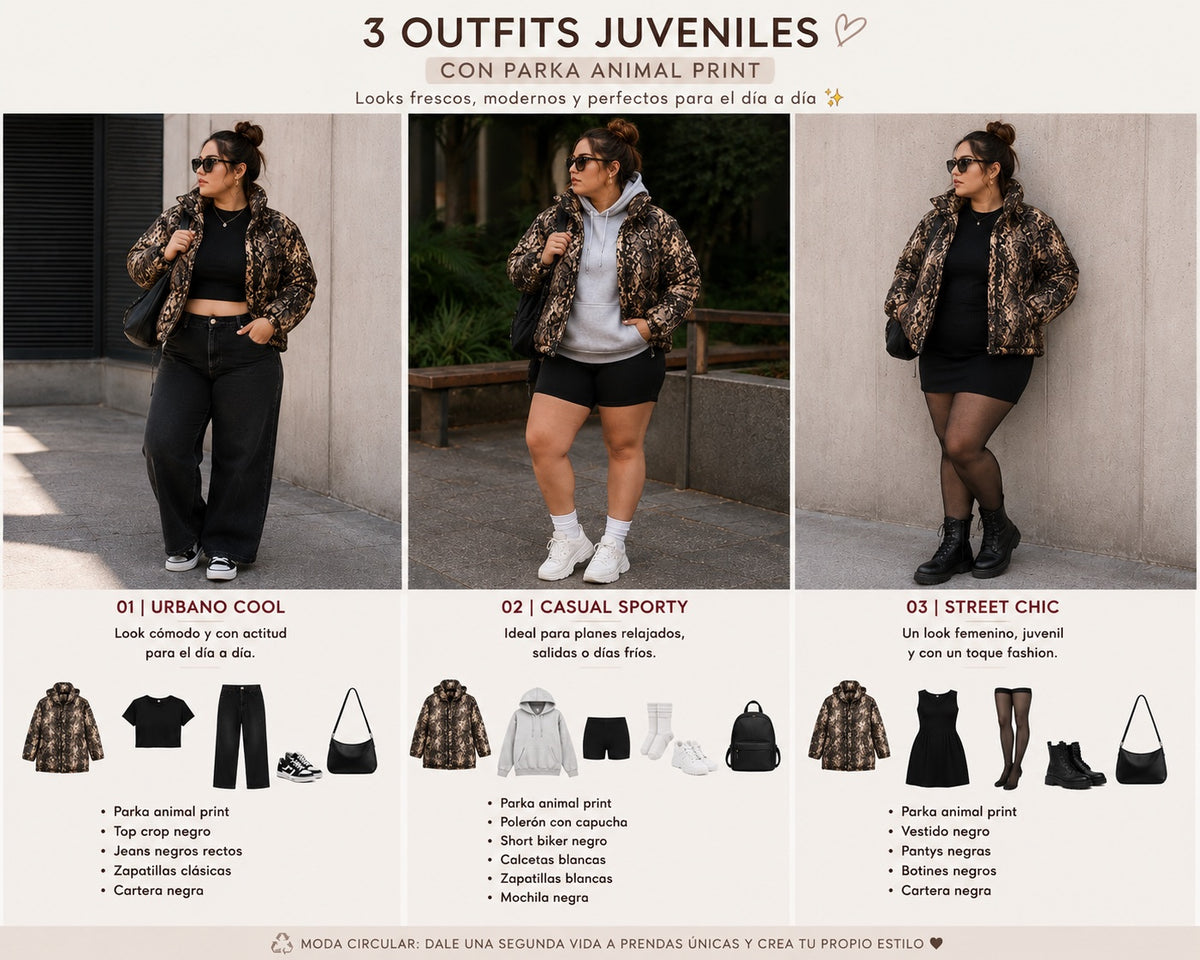 🐍 Parka acolchada animal print – Talla L