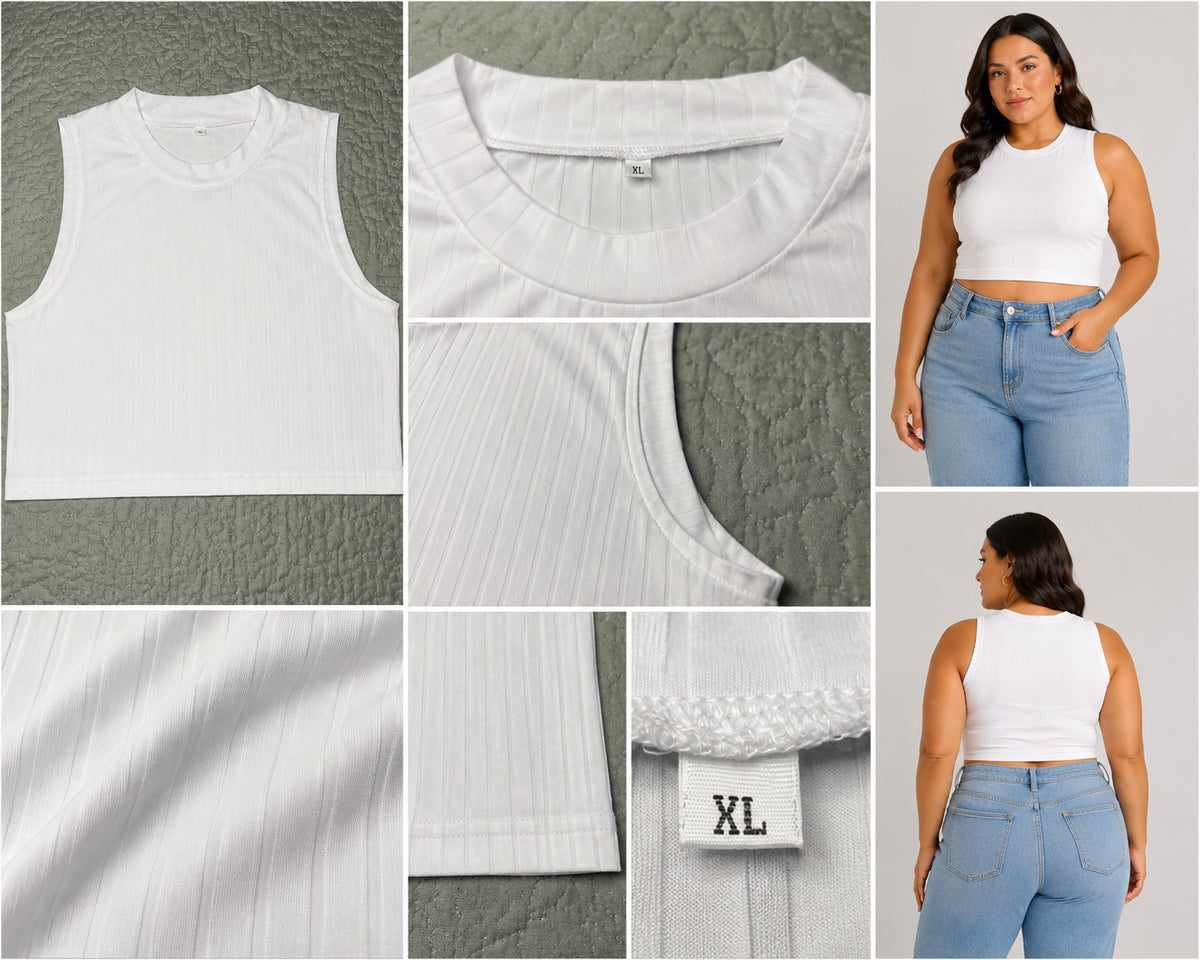 🤍 Crop Top Blanco de Canalé