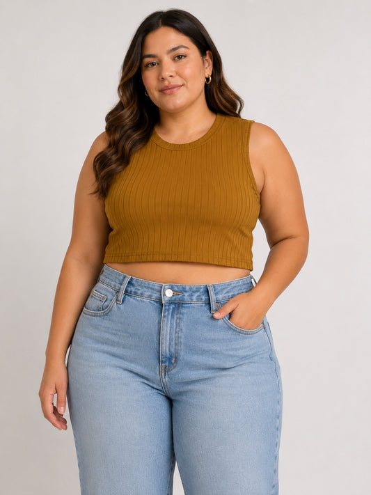 💛 Crop Top Canalé Mostaza