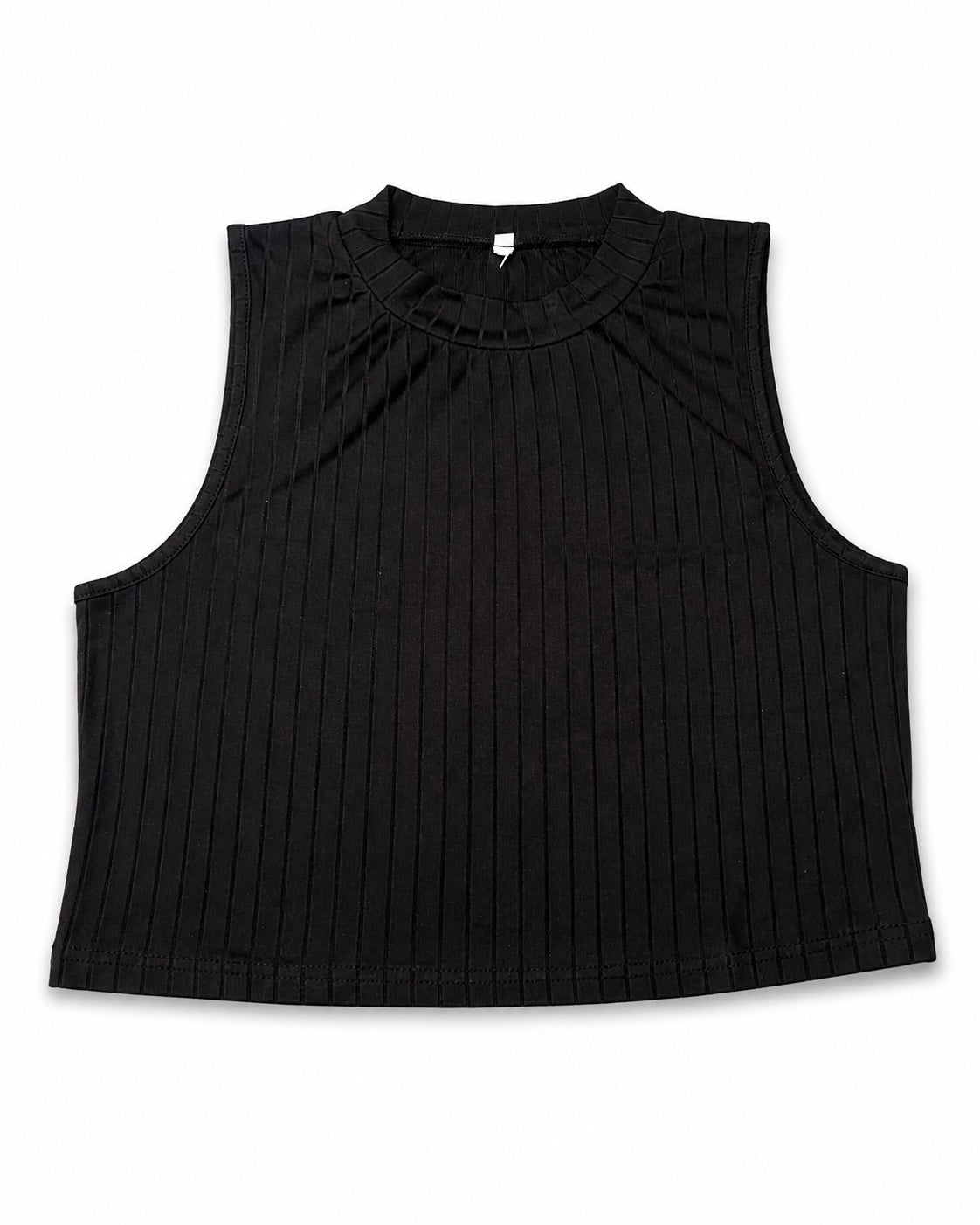 Crop Top Acanalado Negro — Talla XL