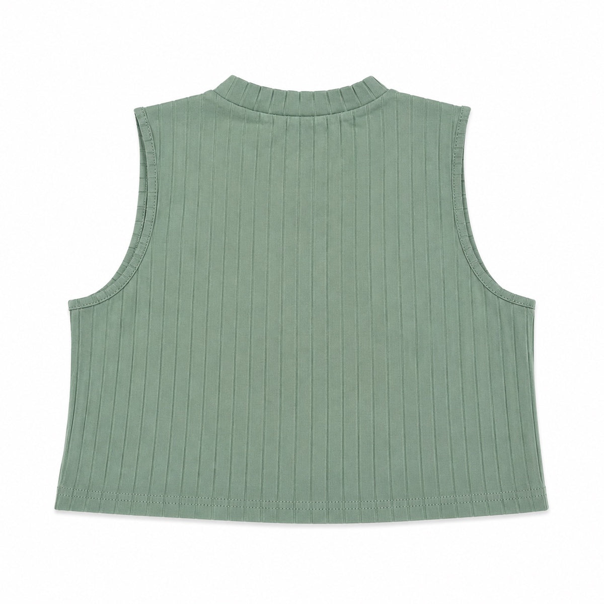 Crop Top Acanalado Verde Salvia — Talla XL