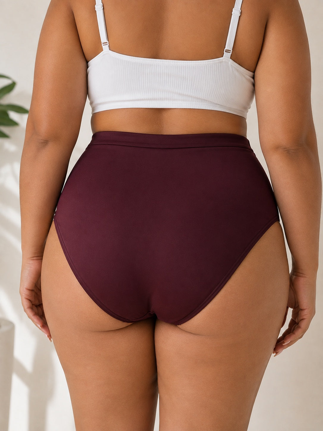 Culote de baño burdeo de tiro alto – Talla XL