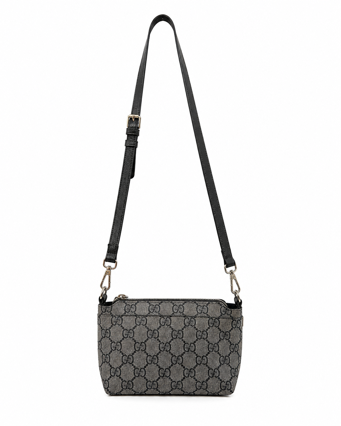 Carterita Bandolera Gris con Estampado Monograma