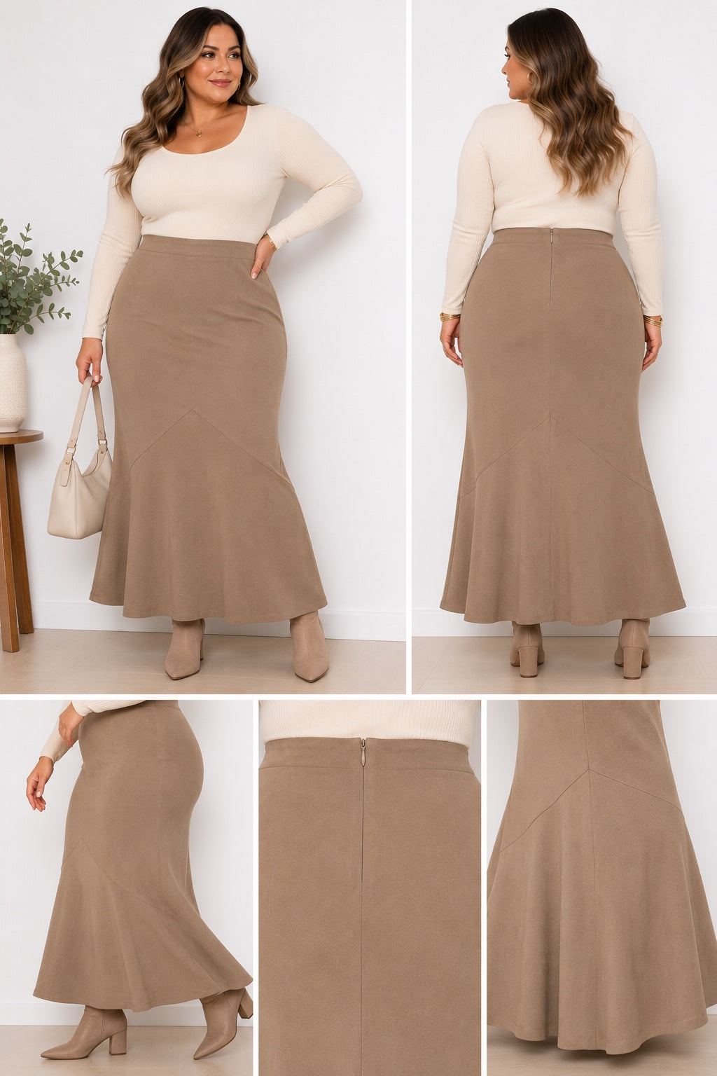 🤎 Falda Larga Camel White Stag – Talla XL aprox