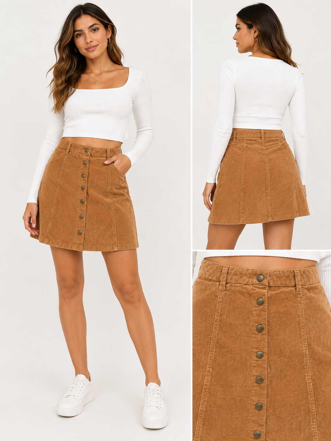 Falda de Pana Café Camel Forever 21 – Talla S