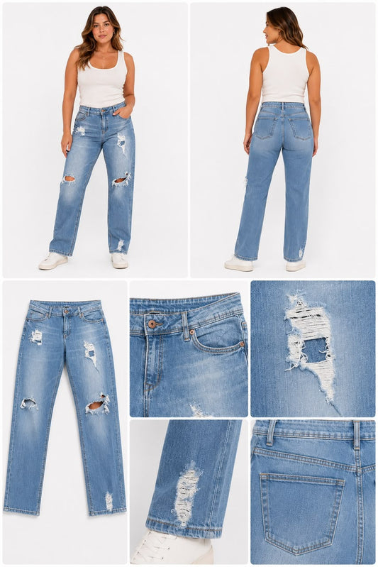 👖 Pantalón H&M Jeans Elasticado Celeste