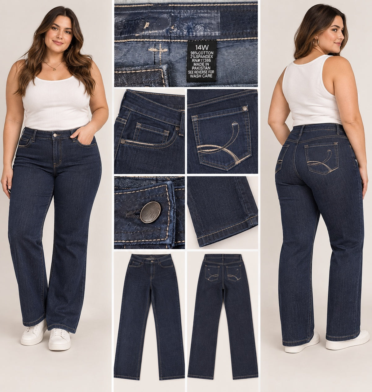 👖 Jeans Azul Oscuro Corte Recto — Talla 14W / 46 Chile