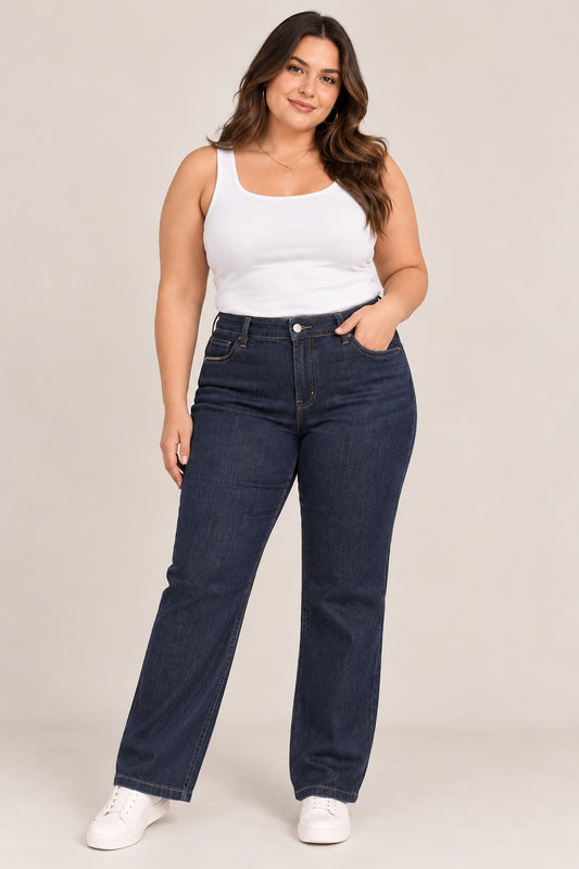 👖 Jeans Azul Oscuro Corte Recto — Talla 14W / 46 Chile