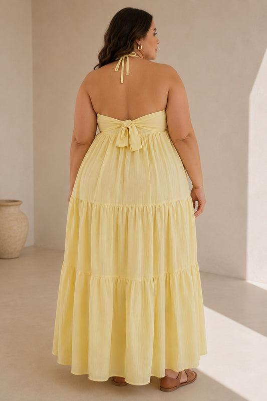 Vestido Largo Amarillo – Talla XL
