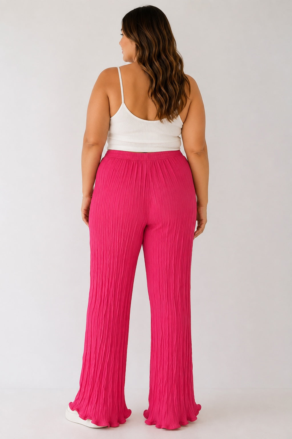 💗 Pantalón Palazzo Fucsia con Amarre Frontal – Talla XL