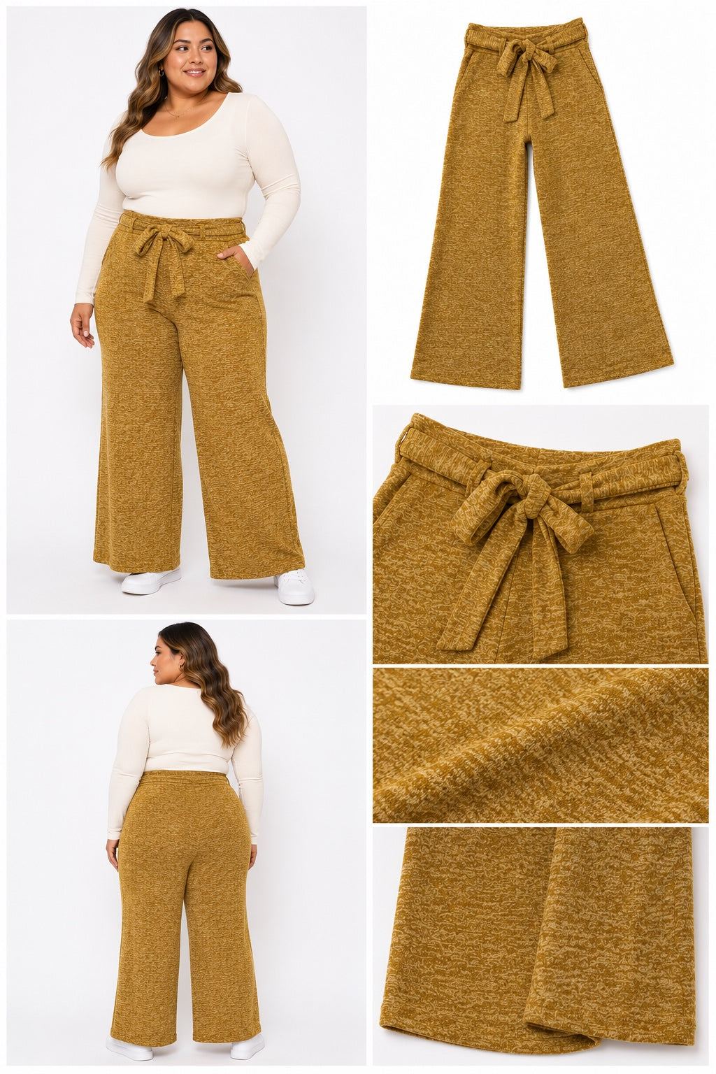 🤎 Pantalón Palazzo de Lanilla Mostaza – Talla XL