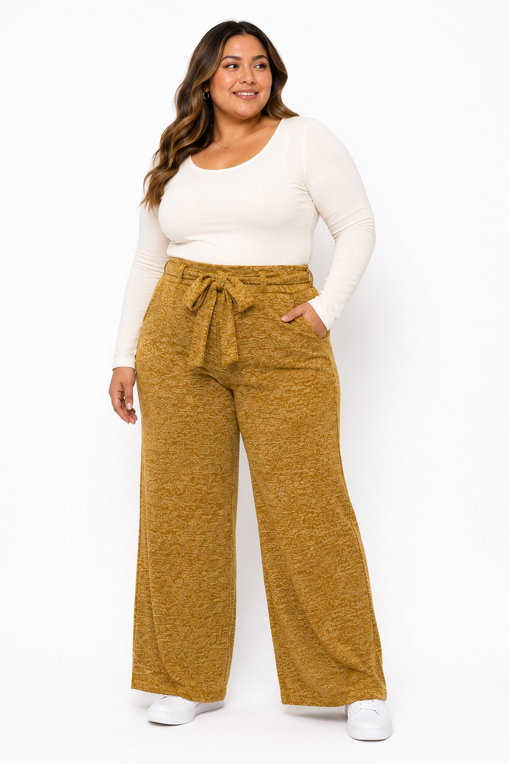 🤎 Pantalón Palazzo de Lanilla Mostaza – Talla XL
