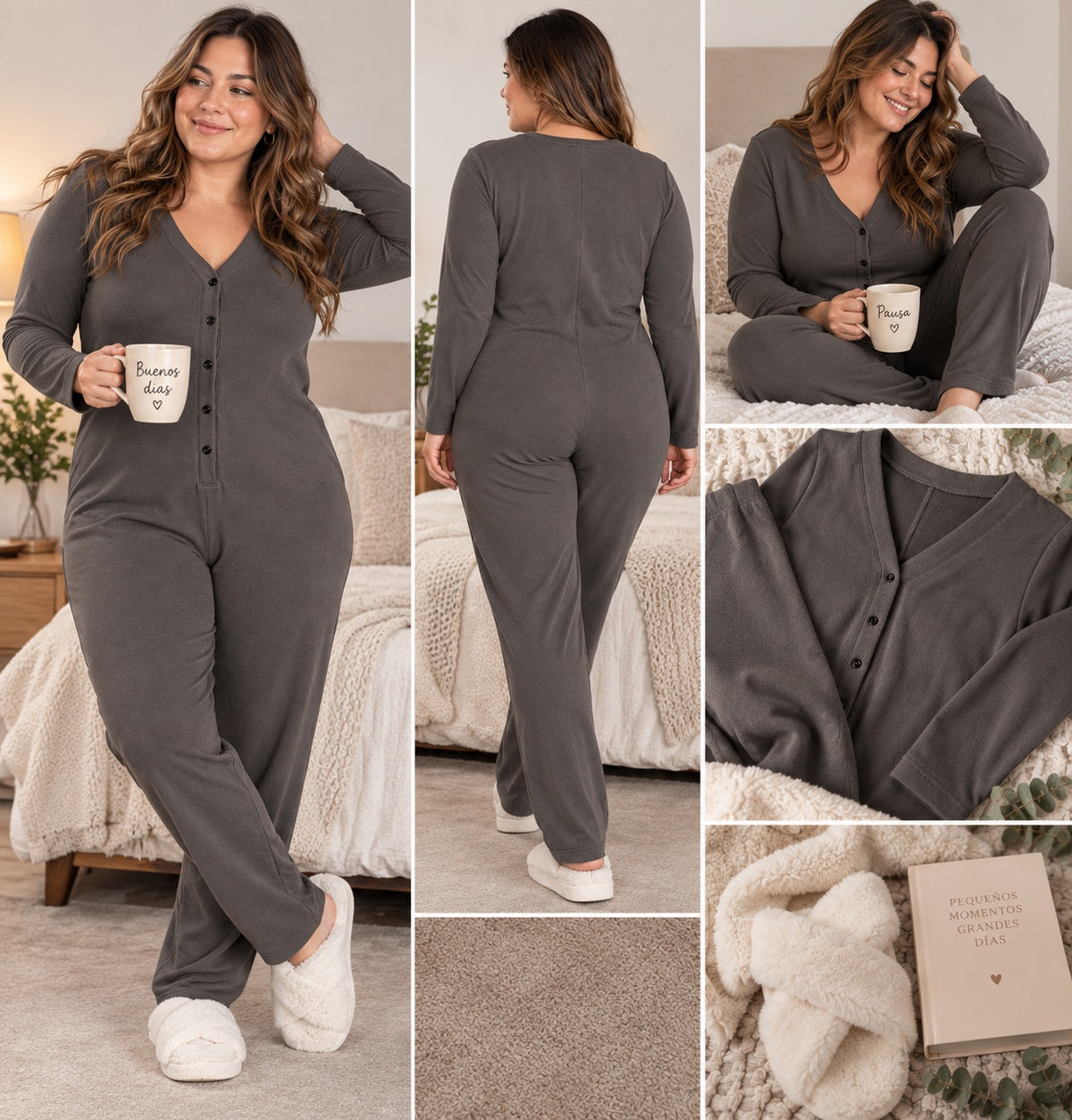 🖤 Pijama Enterito XL de Micropolar — Gris