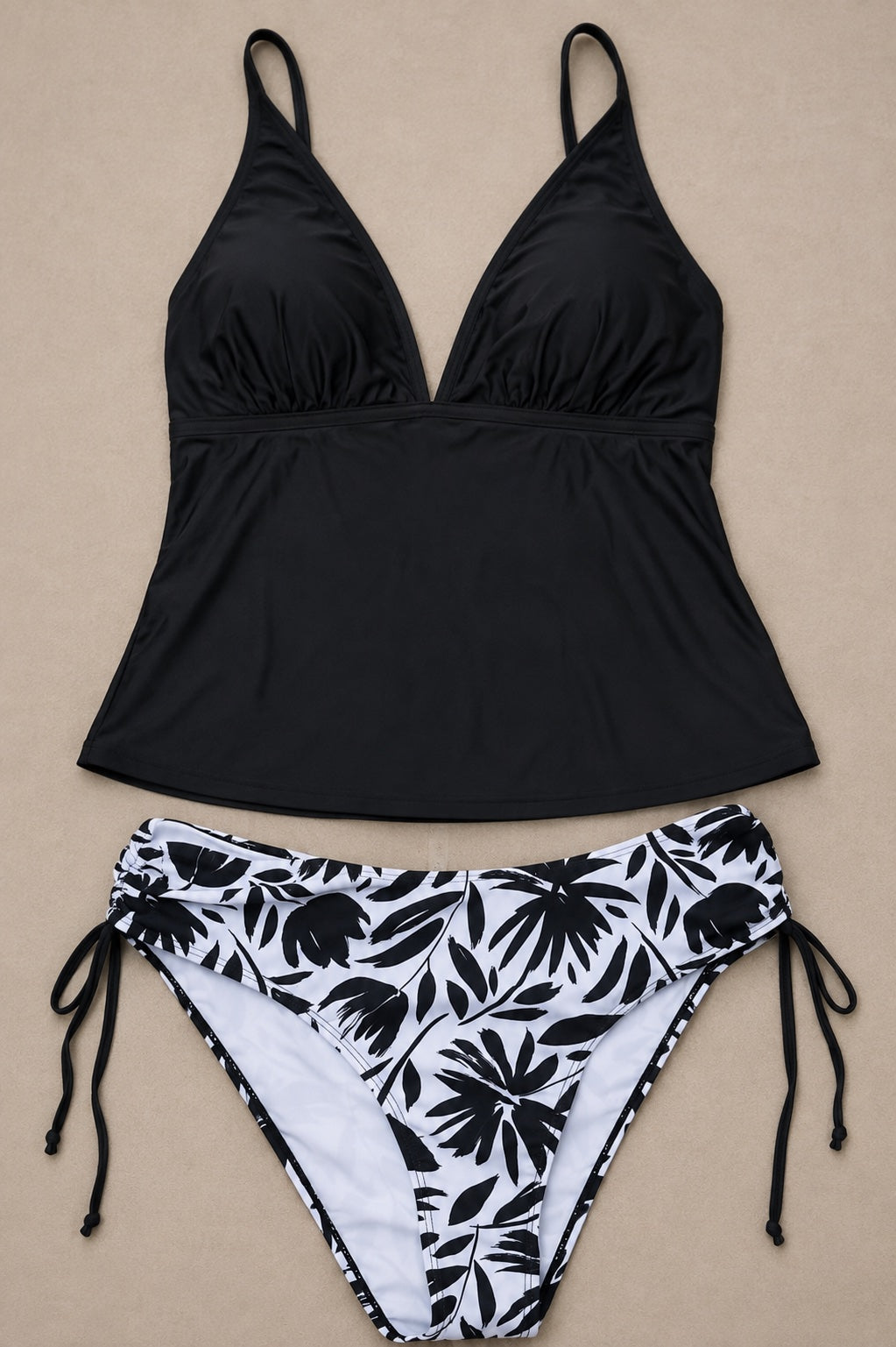 Traje de Baño Dos Piezas Negro y Estampado – Talla L