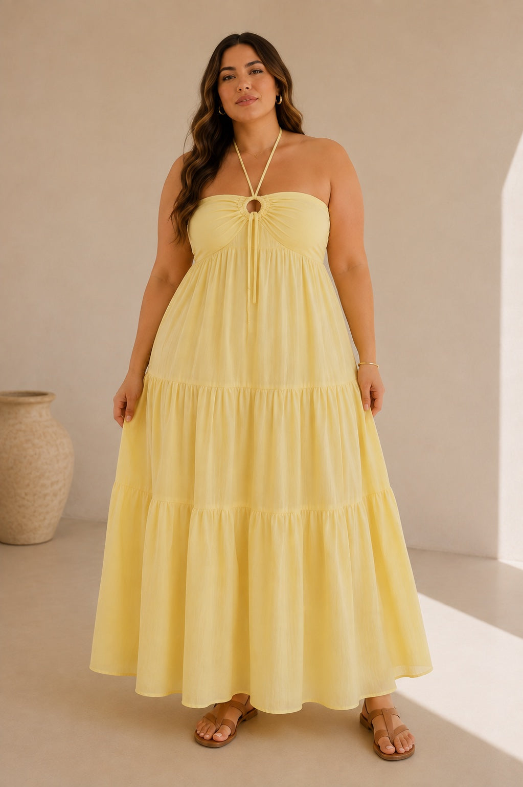 Vestido Largo Amarillo – Talla XL