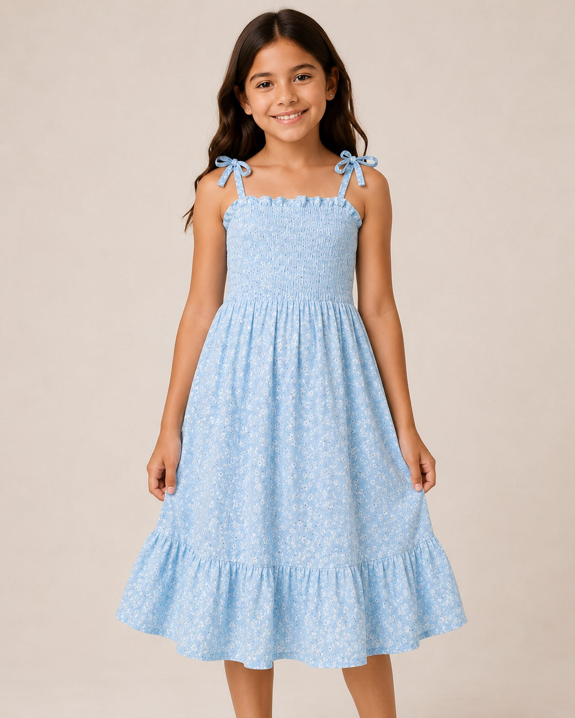 💙 Vestido de Niña Celeste – Talla 10